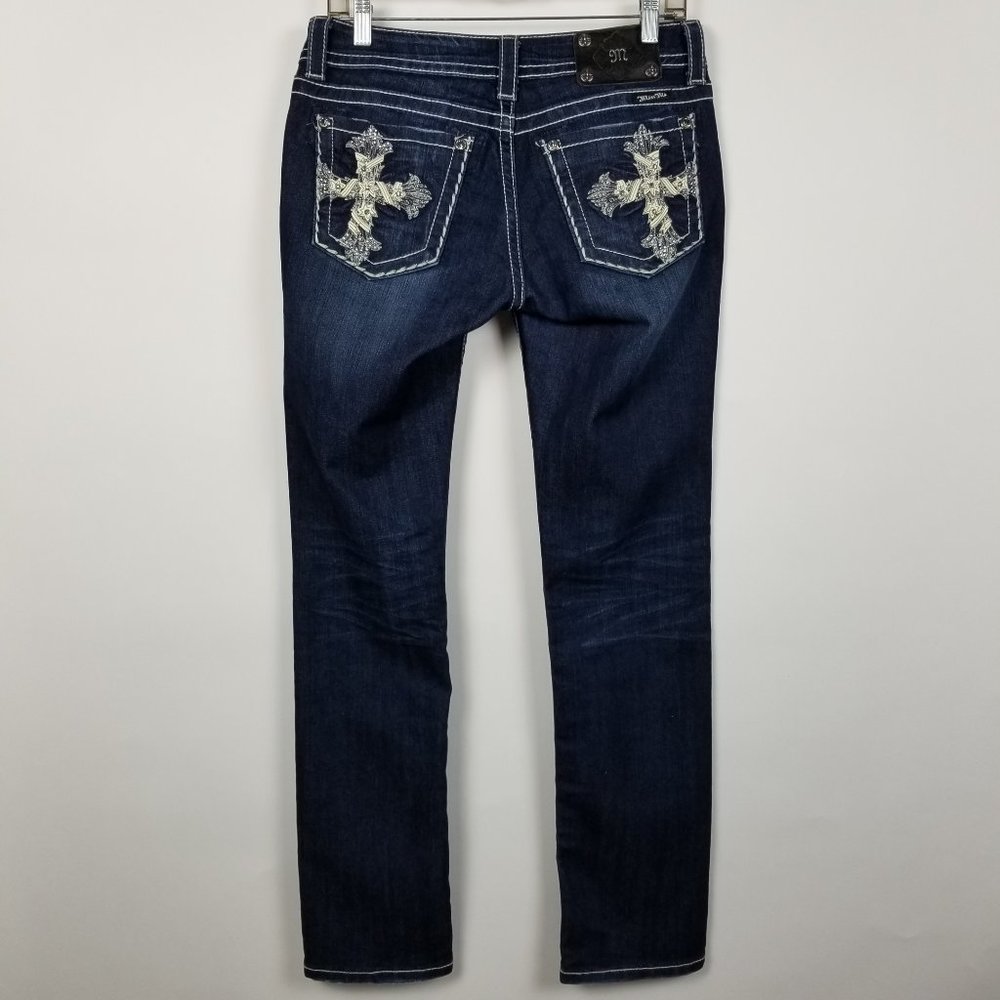 Miss Me Straight Leg Dark Wash Jeans 29x32 - Picture 4 of 6